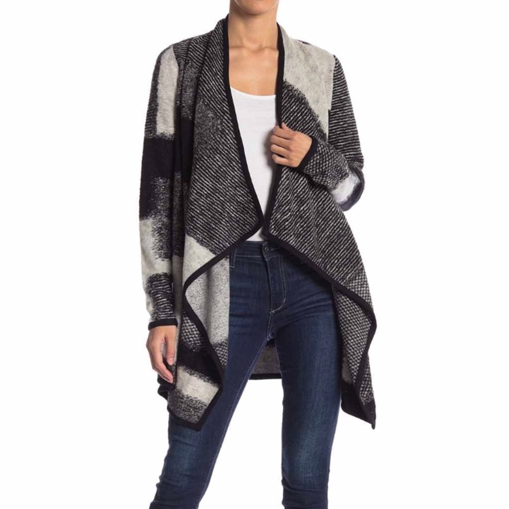 Lucky Brand Check Waterfall Cardigan
